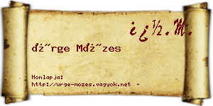 Ürge Mózes névjegykártya